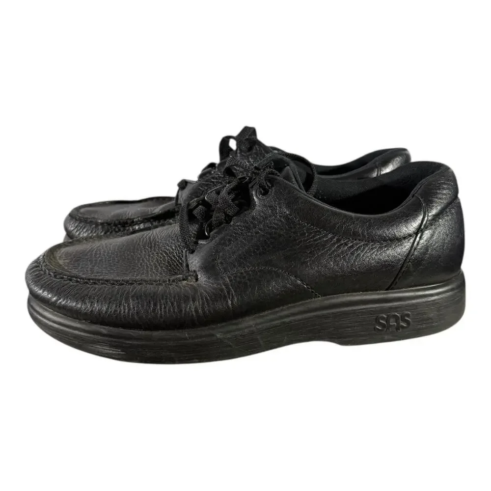 SAS Bout Time Shoes Men’s Size 8.5 M Black Leather Moc Toe Lace Up Comfort